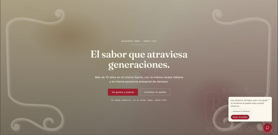Web de Heladería Roma